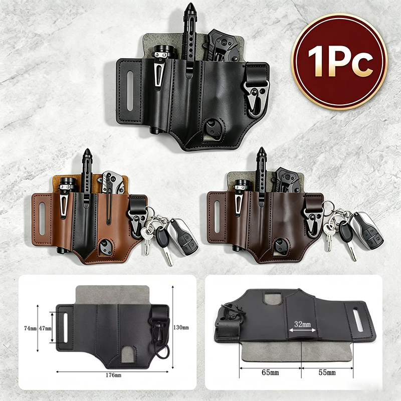 Edc Carry Pocket Pouch - Rindsleder Taille Aufhänger Tragbare Taktische Edc