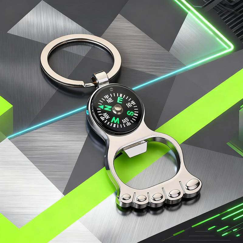 Compass Keychain Mini - Einzigartiger nautischer Kompass-Schlüsselanhänger, Metall, runde Schnalle,