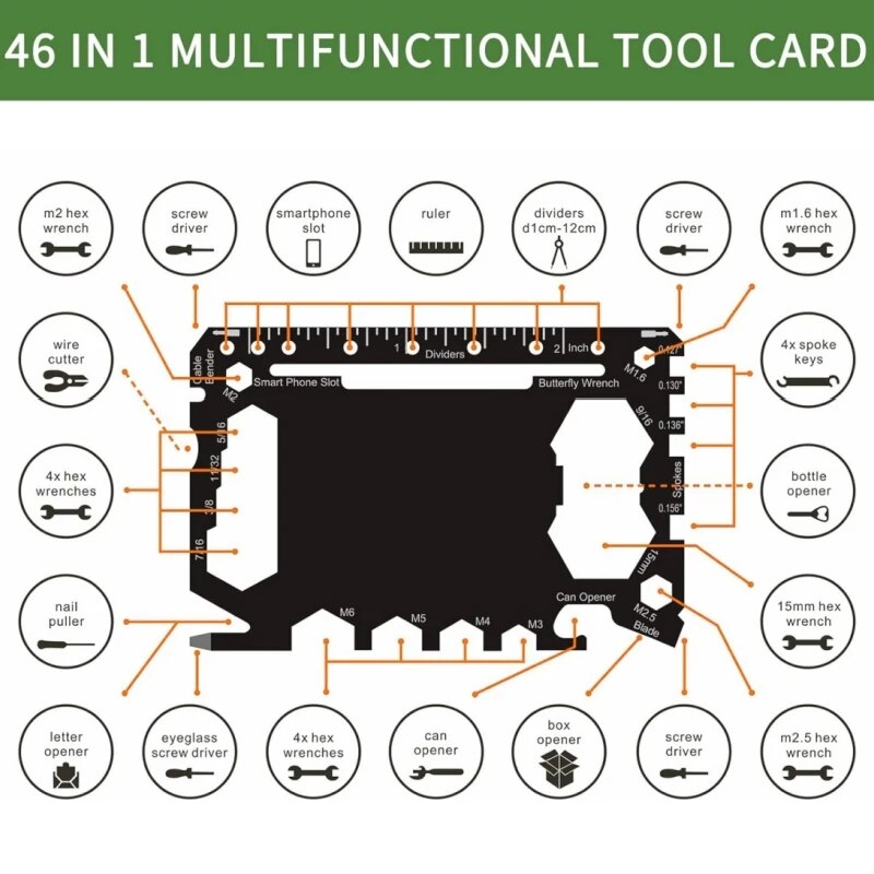 Multitool Credit Card - Multi-Tool 46 in 1 Kreditkarten größe